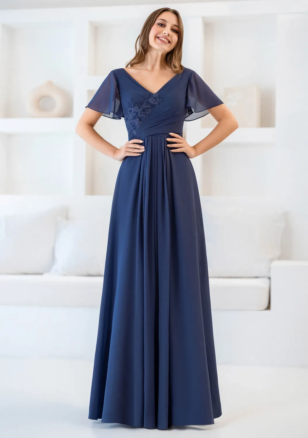 Princesa La Princessa CK5013 selskabskjole med korte ærmer