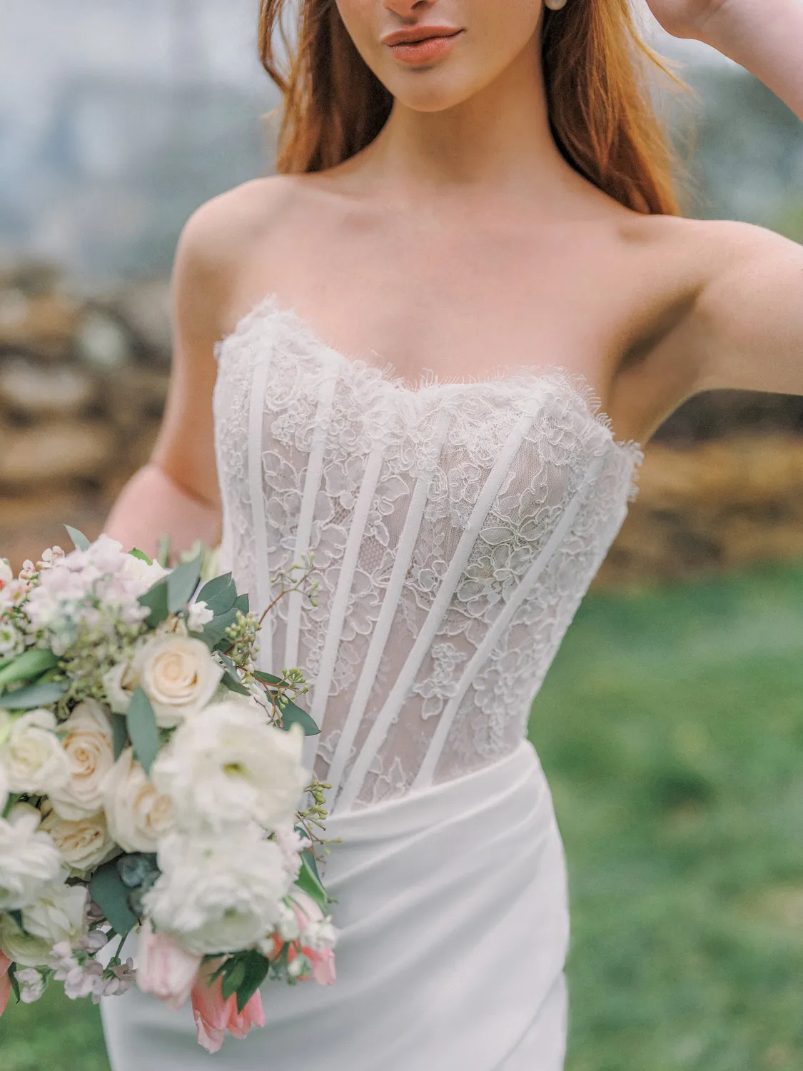 Allure Romance R3976 brudekjole Ivory blonder aftagelige ærmer