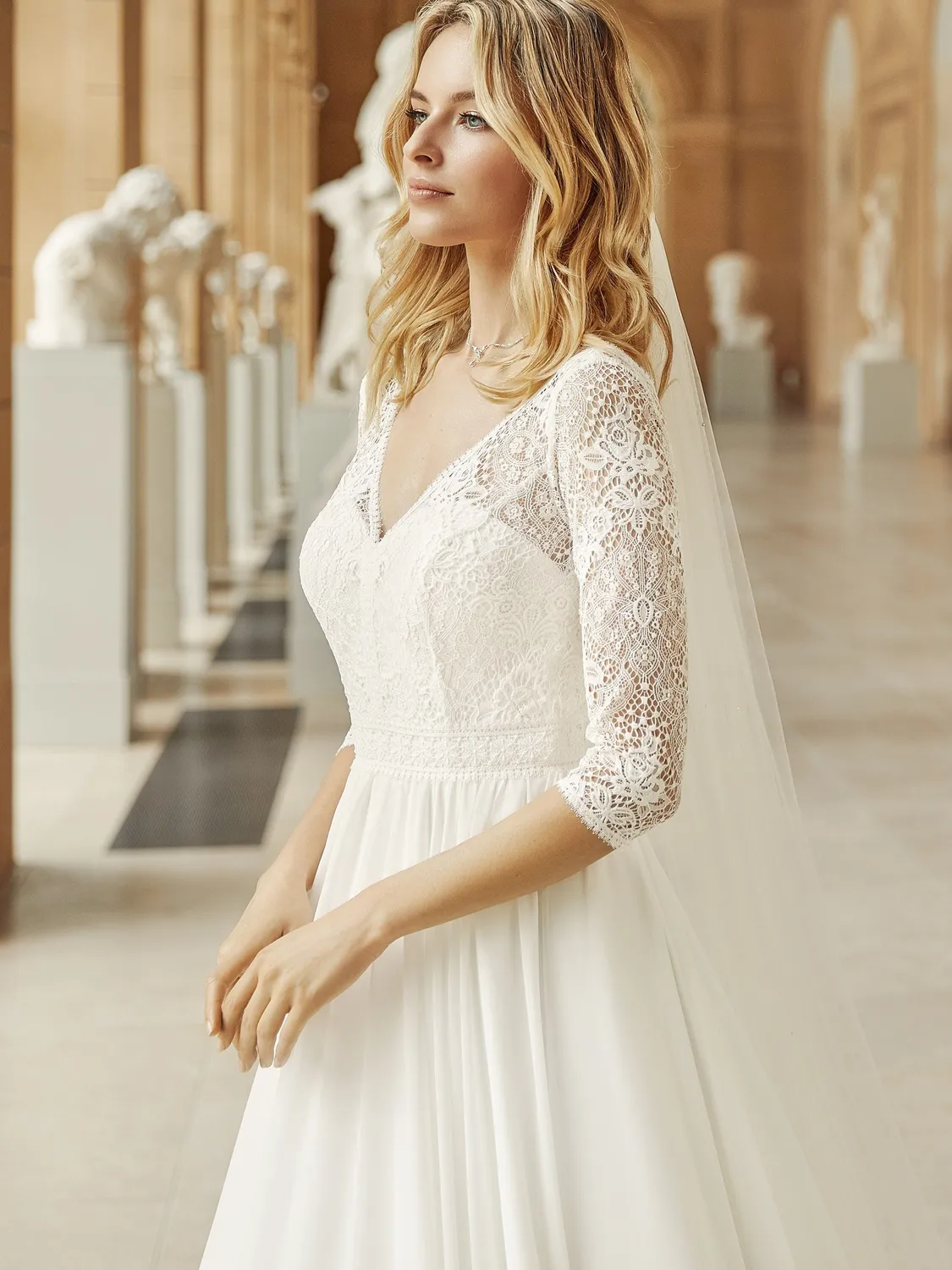 Princesa La Princessa Medusa brudekjole chiffon ærmer