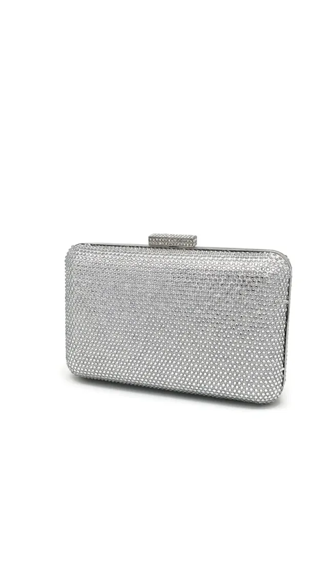 Princesa La Princessa EVB20102-silver clutch sølv med kæde