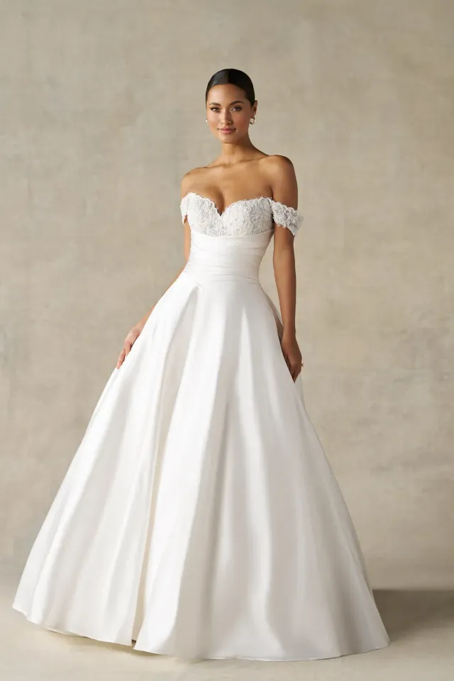 Allure Bridals A1479 brudekjole Ivory/Nude satin ballgown