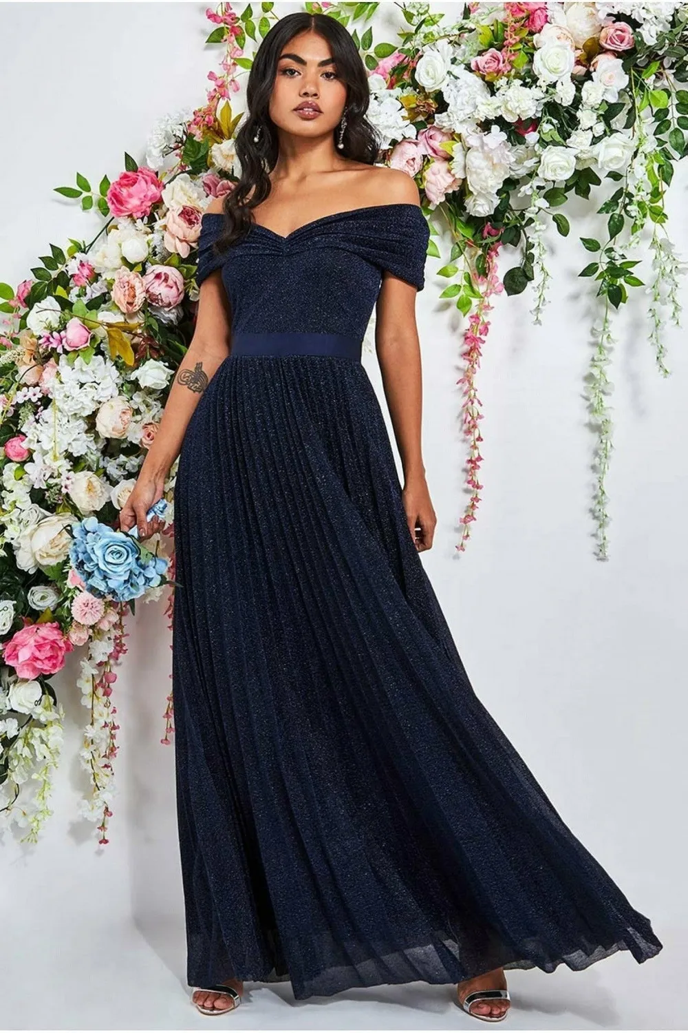 Princesa La Princessa CG3859 gallakjole glitter nude off-shoulder