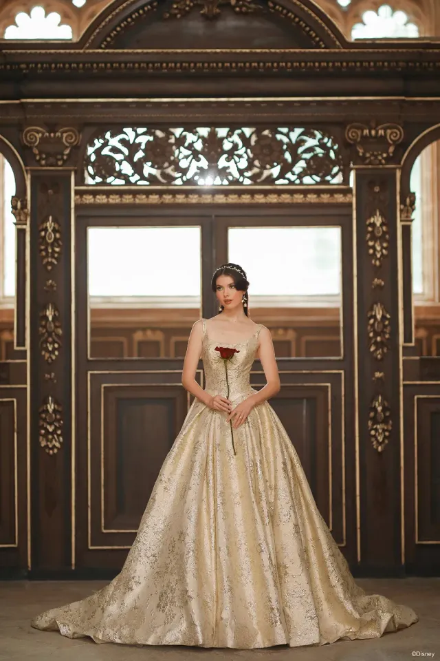 Allure Bridal Disney D472 Belle brudekjole guld metallisk jacquard