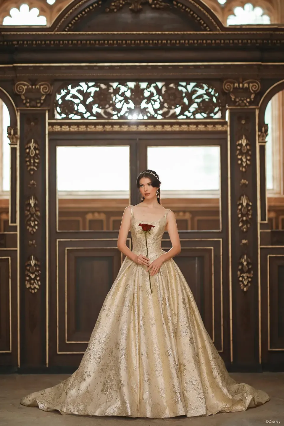 Allure Bridal Disney D472 Belle brudekjole guld metallisk jacquard