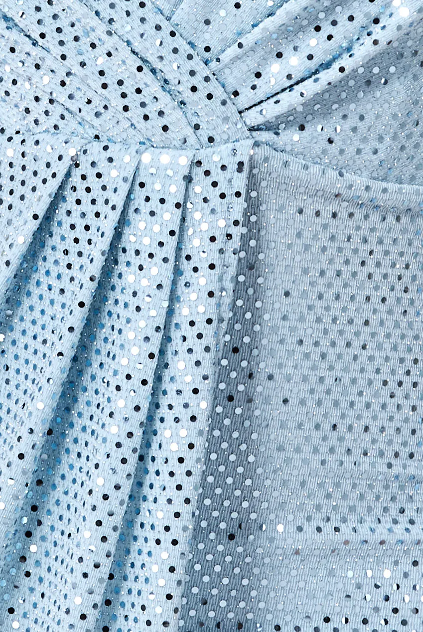 Princesa CG3521 metallisk midi kjole Powderblue eller White