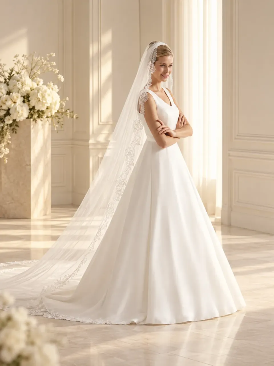 Panayotis Firenze brudeslør 250 cm tyl