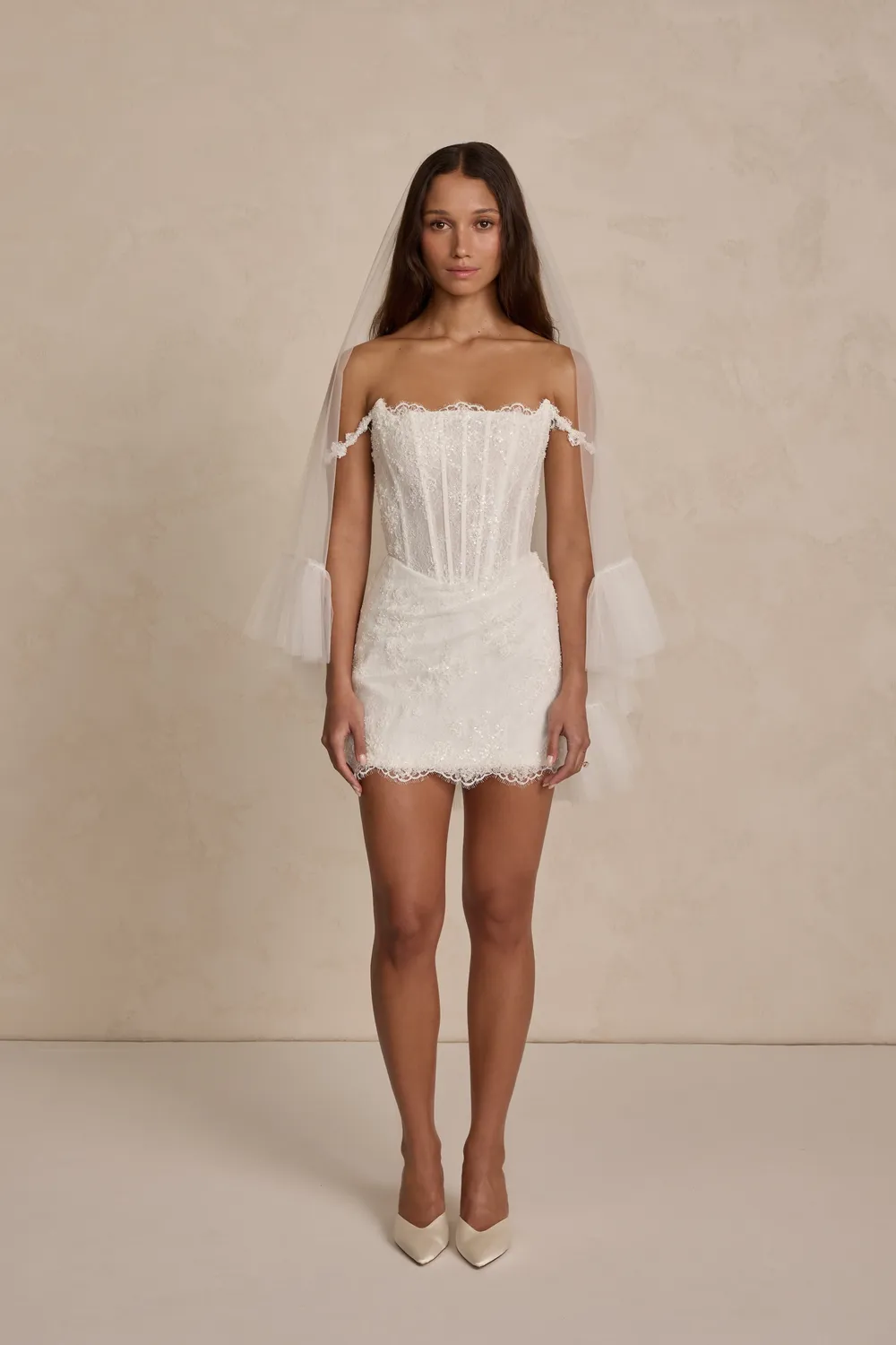 Made With Love Blair Mini brudekjole perle chantilly