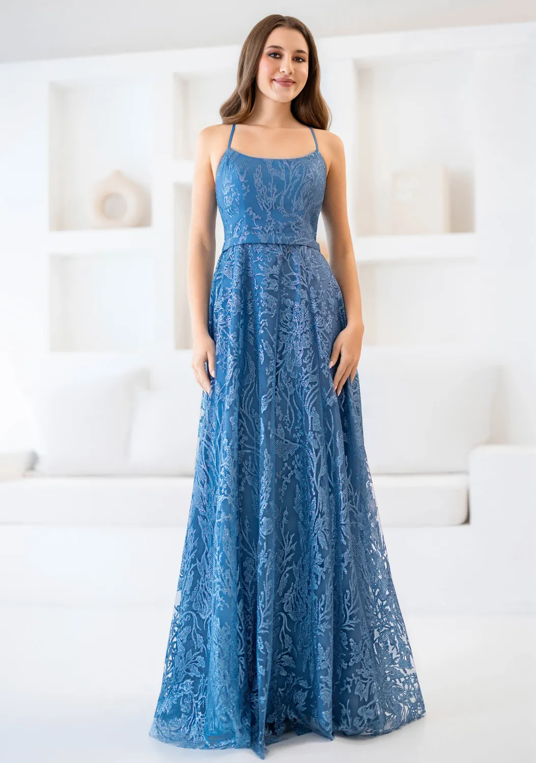 Princesa CK5019 glitterkjole a-line stropper