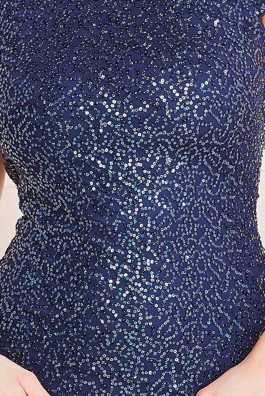 Princesa La Princessa CG3191 pailletkjole Blue med åben ryg
