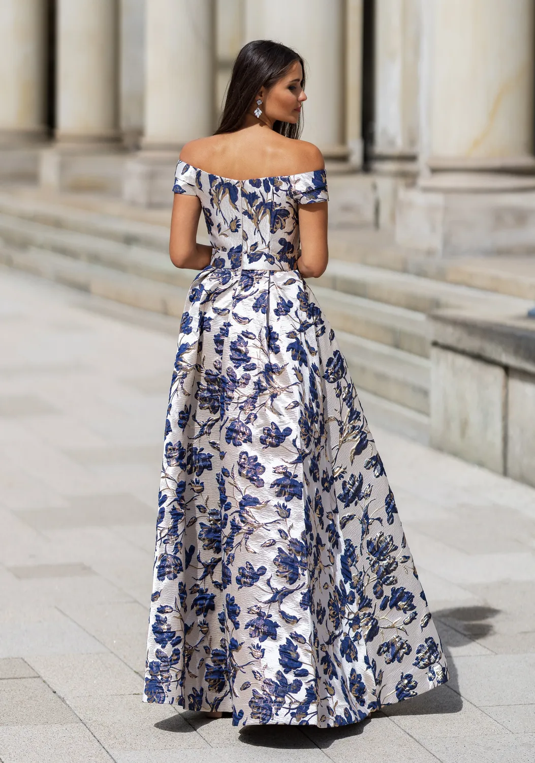 Princesa La Princessa CK0851 brokadekjole blue/gold – off shoulder