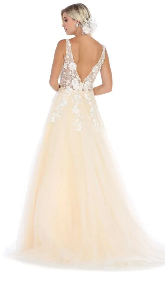 Princesa La Princessa Varenr. 7733 festkjole i tyl med 3D-blomster