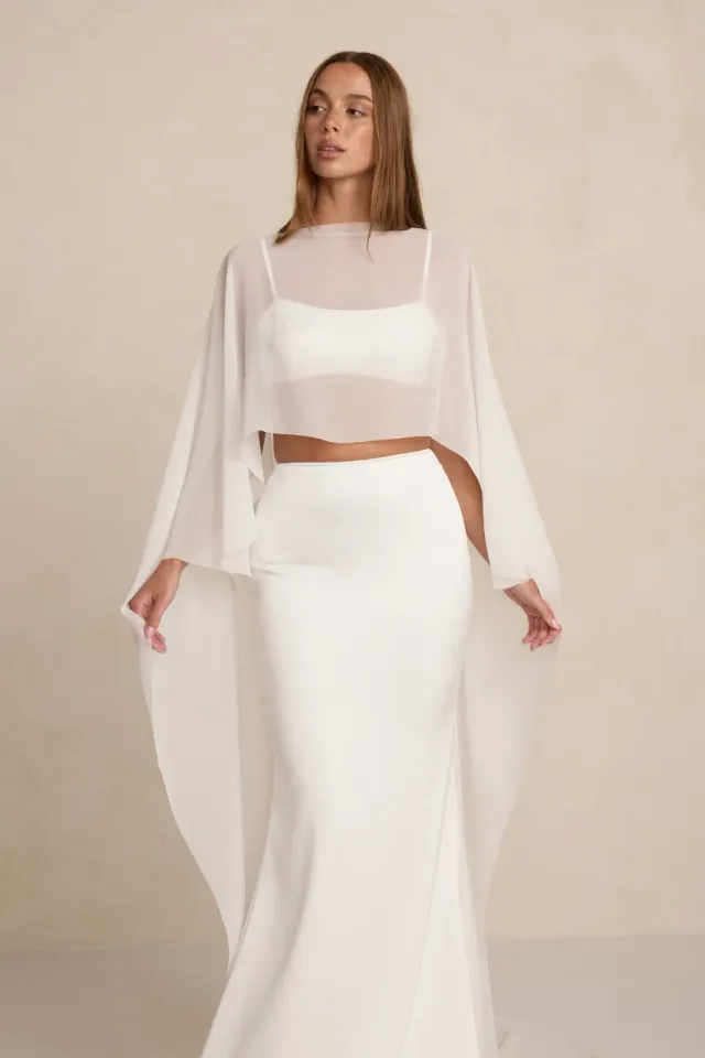 Made With Love Chiffon Cape brudecape i chiffon