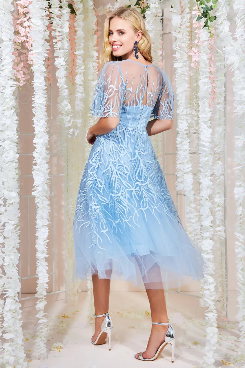 Princesa La Princessa CG3594 midikjole powderblue broderi