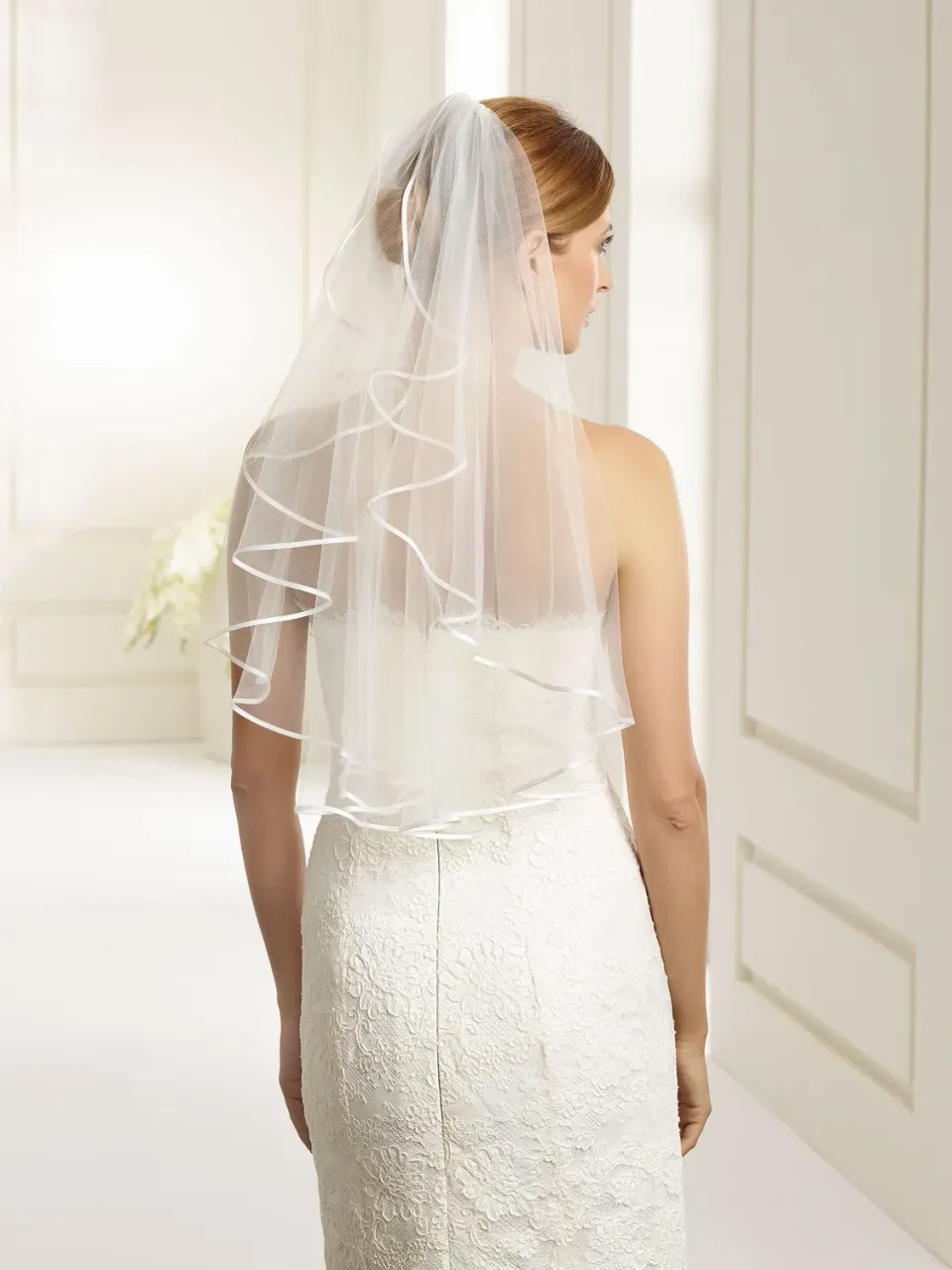 Princesa La Princessa Veil S6 brudeslør ivory/white 70 cm satinkant