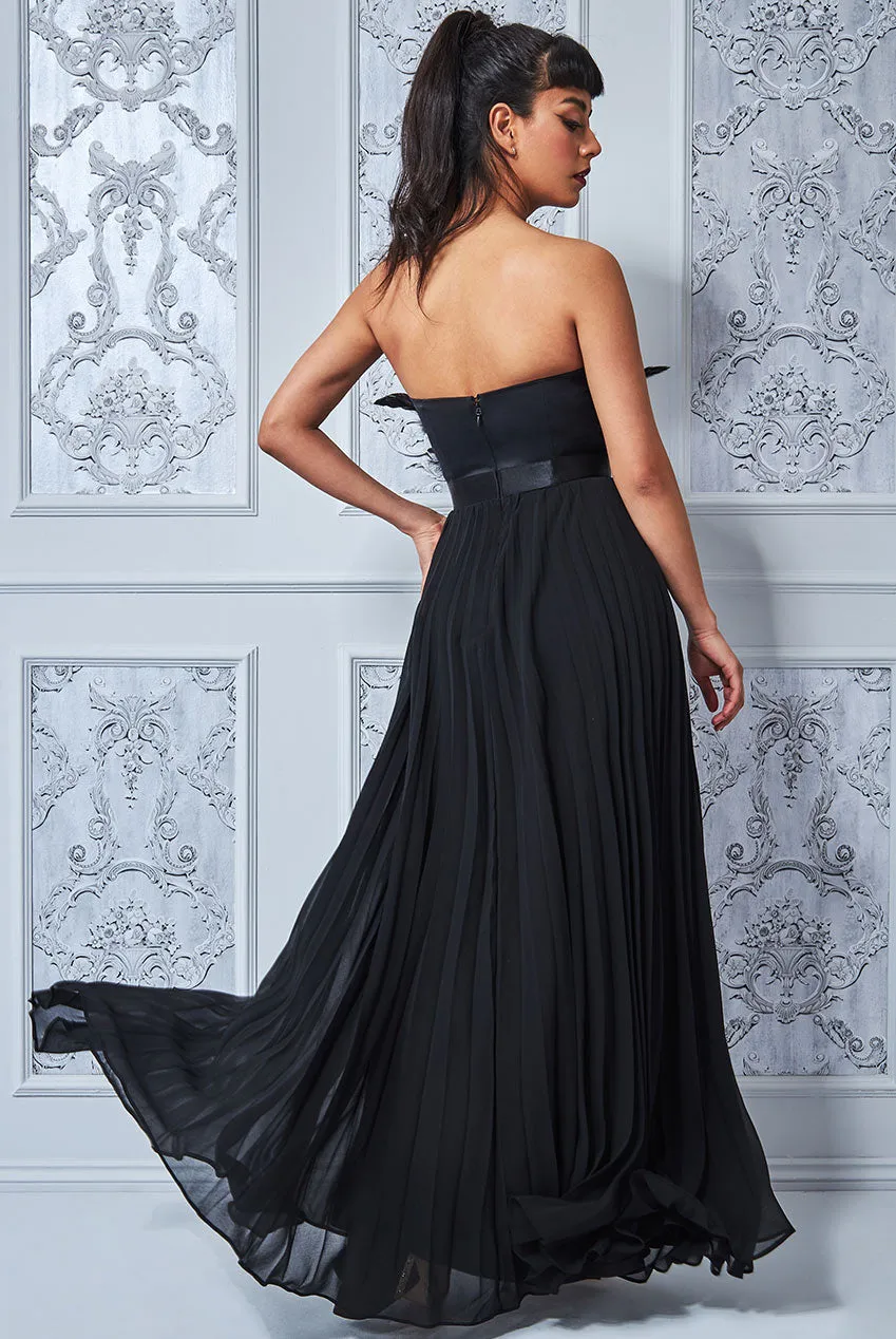 Princesa La Princessa CG3233 gallakjole sort med fjer