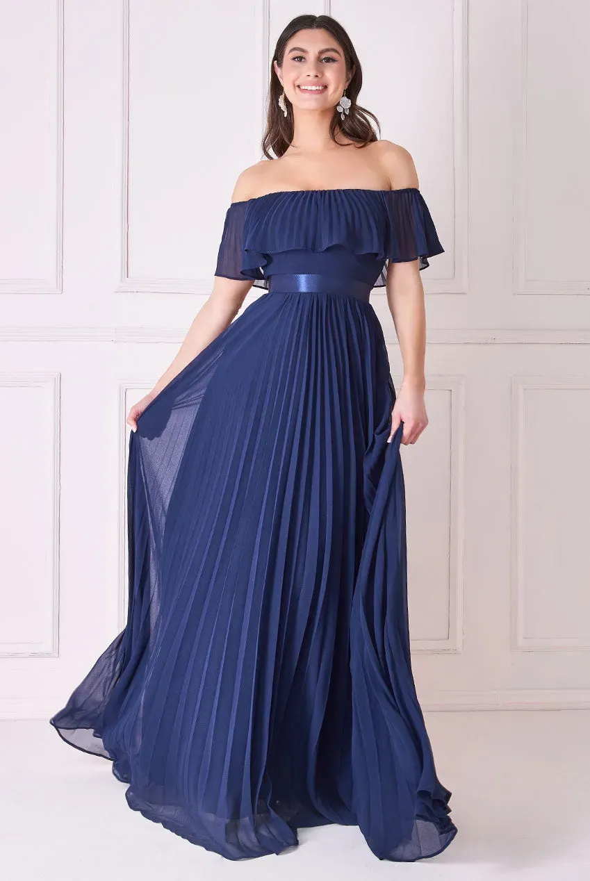 Princesa La Princessa CG3805 chiffonkjole navy off shoulder