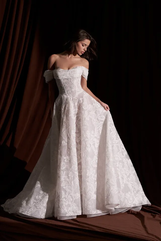 Allure Couture C822 brudekjole mocha blonde off-shoulder