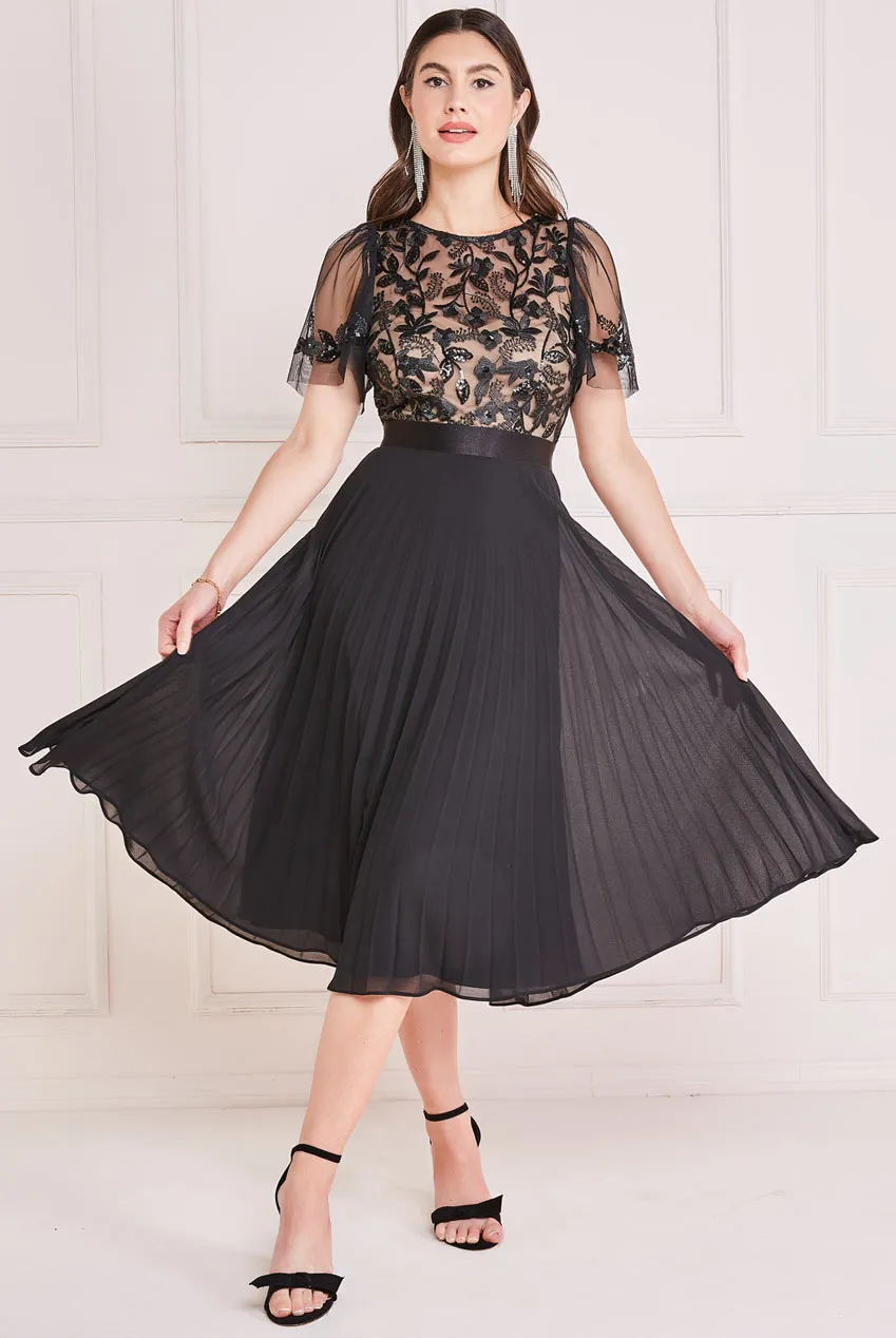 Princesa La Princessa CG3802 midikjole navy plissé