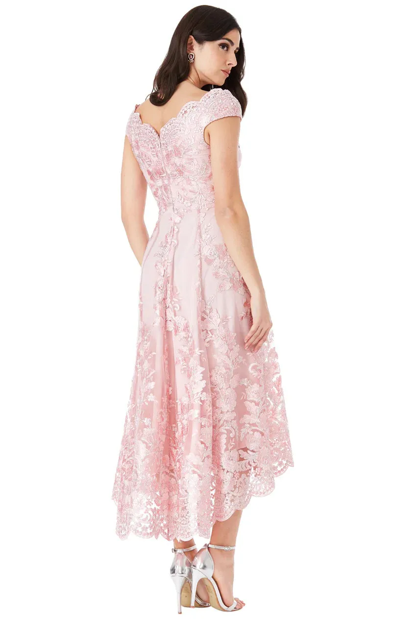 Princesa CG2702 blondekjole kort med V-hals
