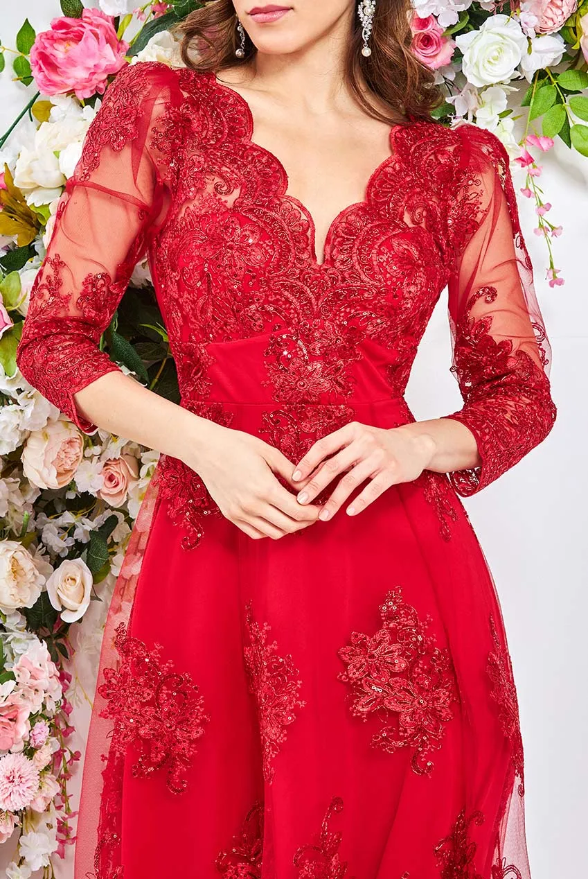 Princesa La Princessa CG3410 blonde midikjole pailletter