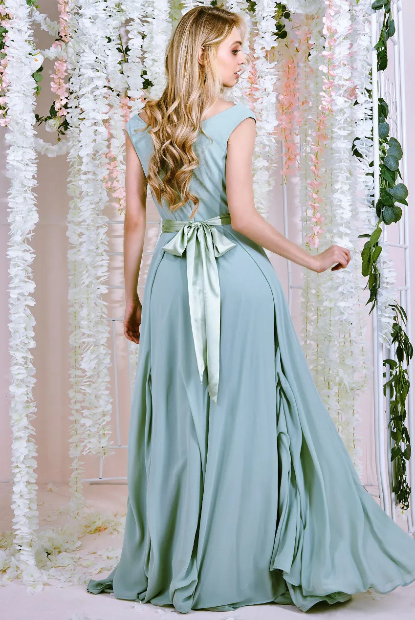 Princesa CG3335 gallakjole chiffon off-shoulder navy