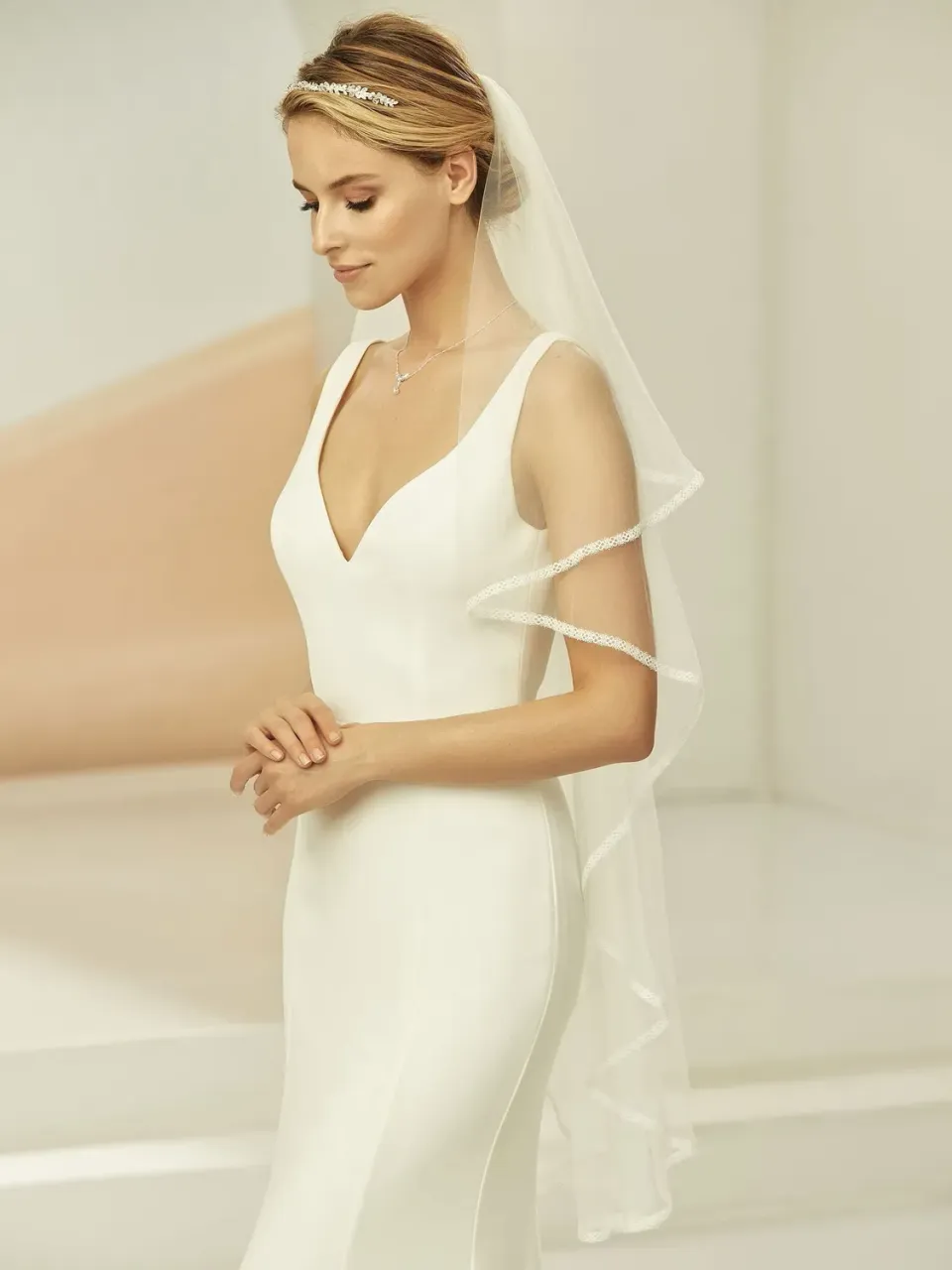 Princesa La Princessa Veil S365 brudeslør ivory 110 cm – blondekant