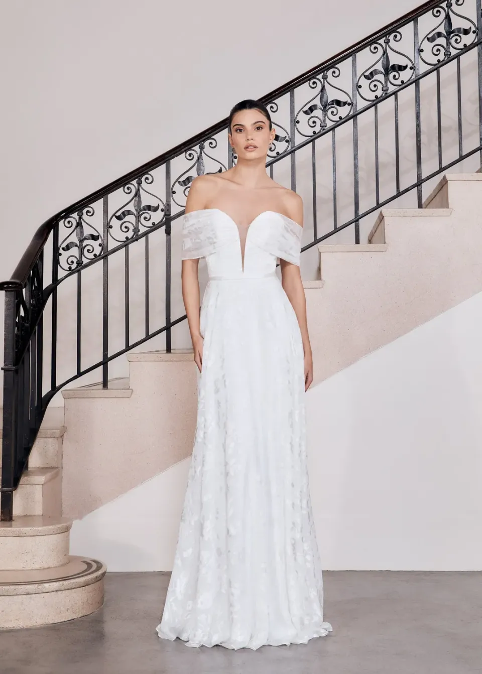 Princesa La Princessa Lexi 50726 brudekjole chiffon print