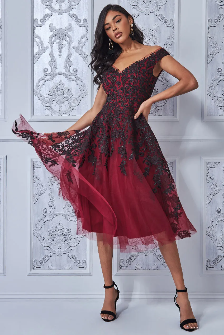 Princesa La Princessa CG3192 gallakjole emerald/wine tyl midi