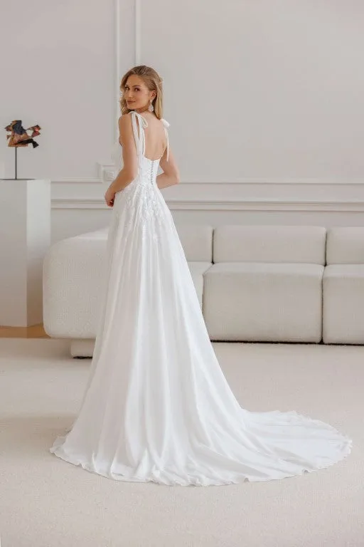 Princesa La Princessa Aristella brudekjole ivory chiffon blomsterblonde