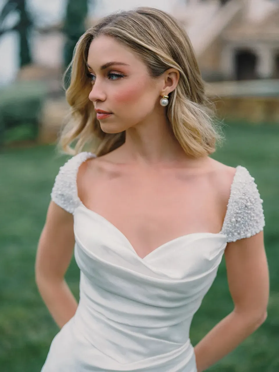 Allure Bridals CP91 løse brudeærmer Ivory perlebesat