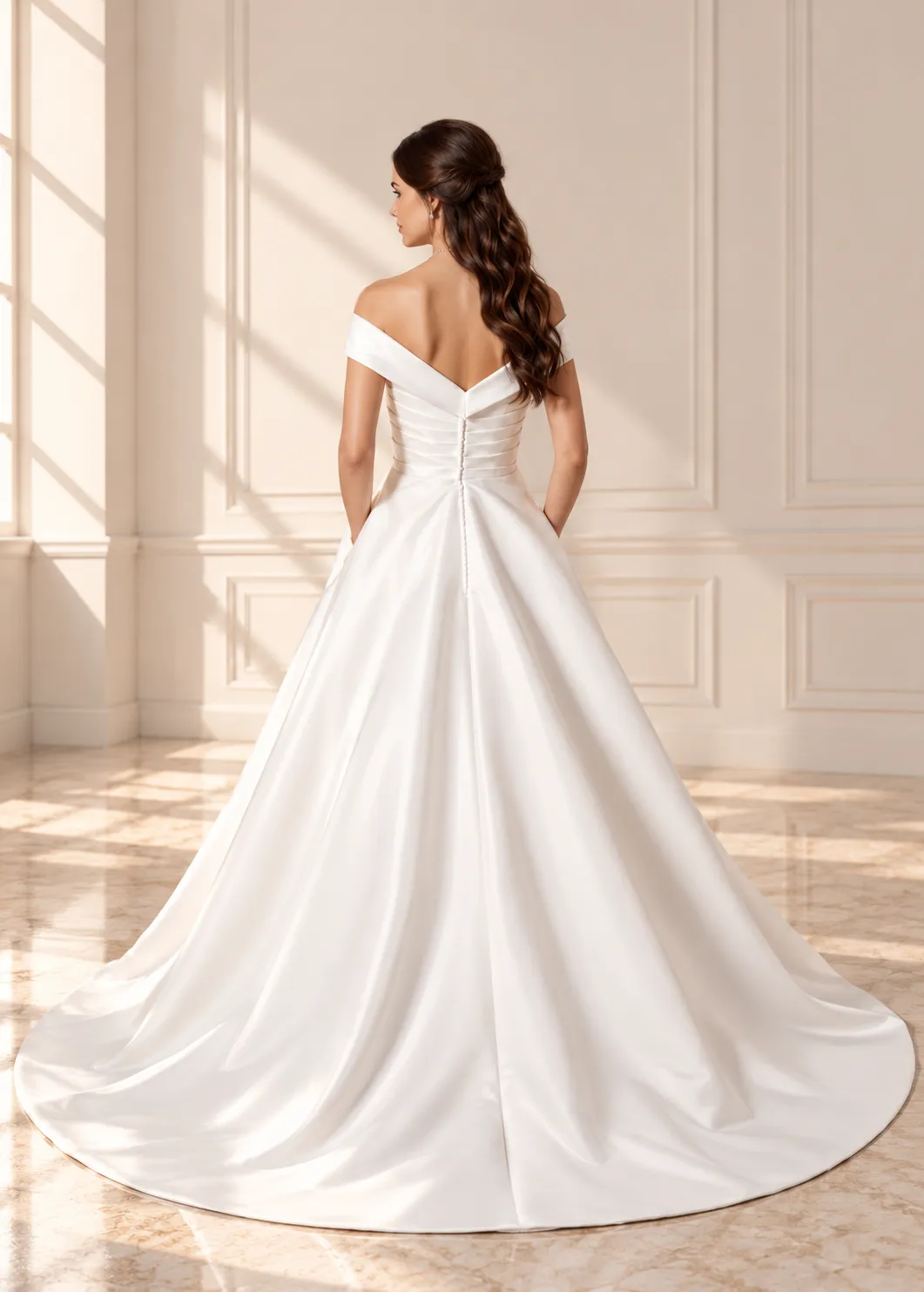 Panayotis Louisa 2027 brudekjole ivory A-line lommer