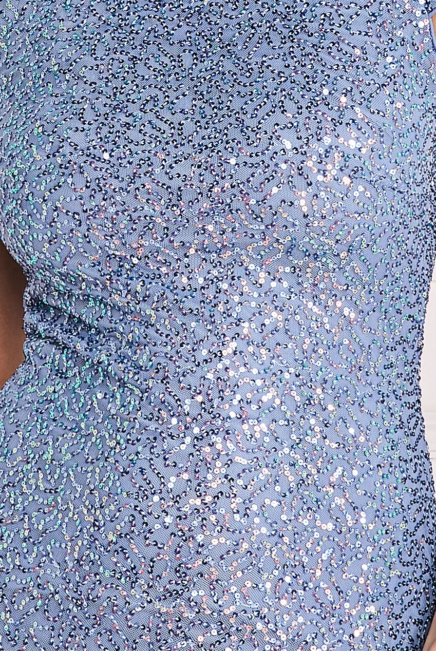 Princesa La Princessa CG3191 pailletkjole Blue med åben ryg