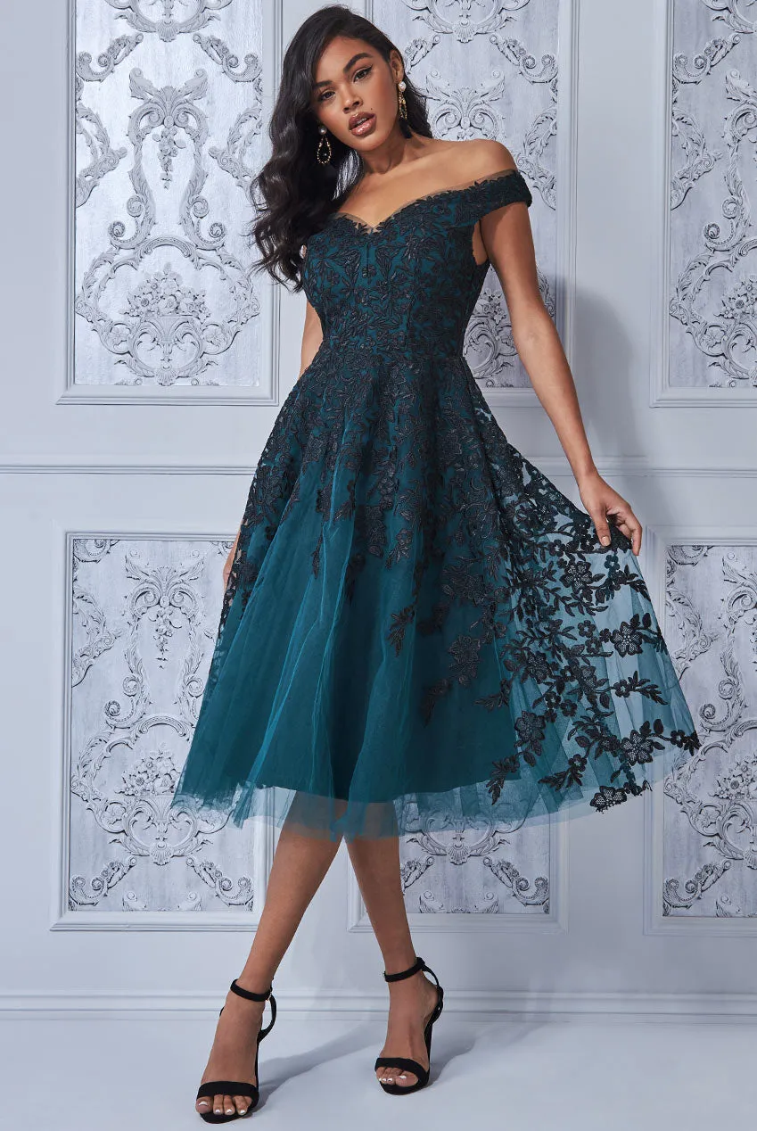 Princesa La Princessa CG3192 gallakjole emerald/wine tyl midi