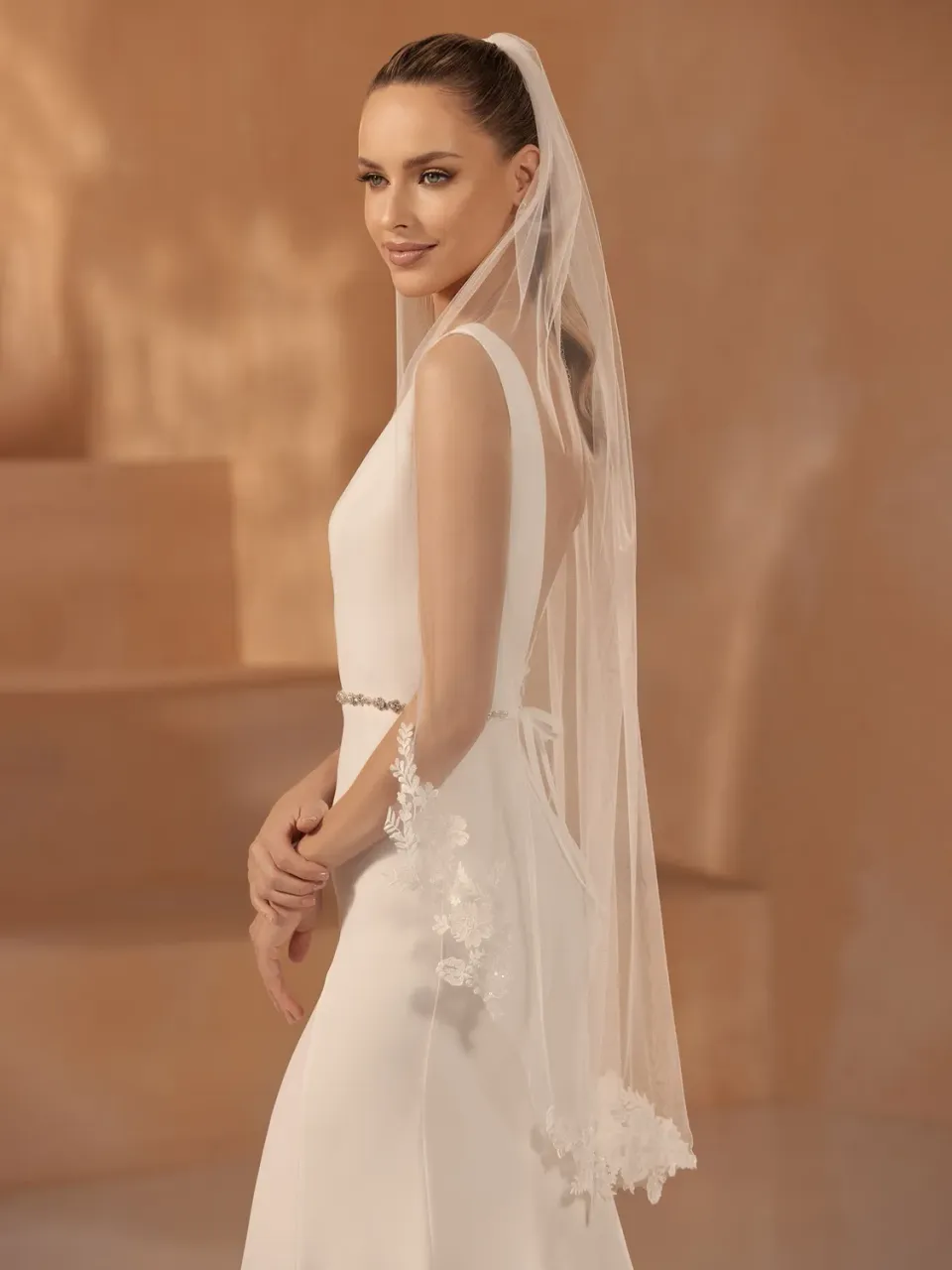 Princesa Veil S462 brudeslør ivory blondekant