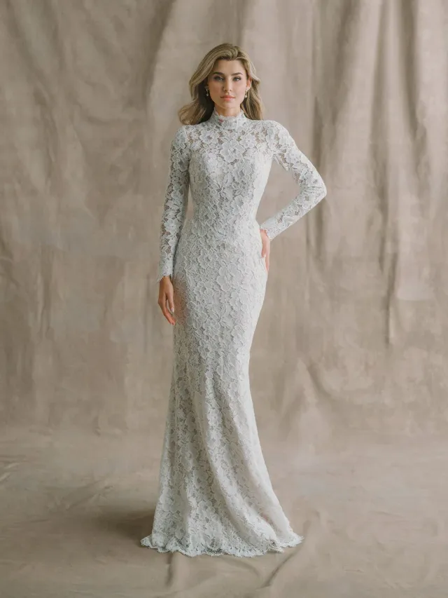 Allure Bridal E624 - Claire Austin brudekjole Nude/Ivory blonde lange ærmer