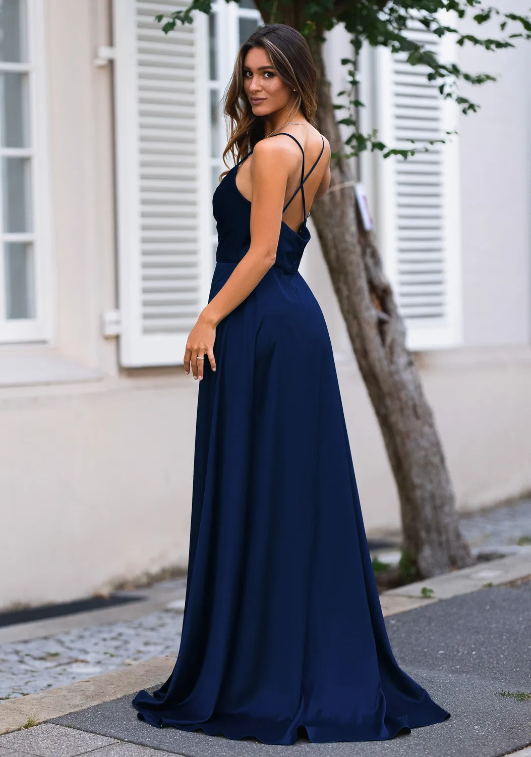 Princesa La Princessa CK0589 satinkjole med slids