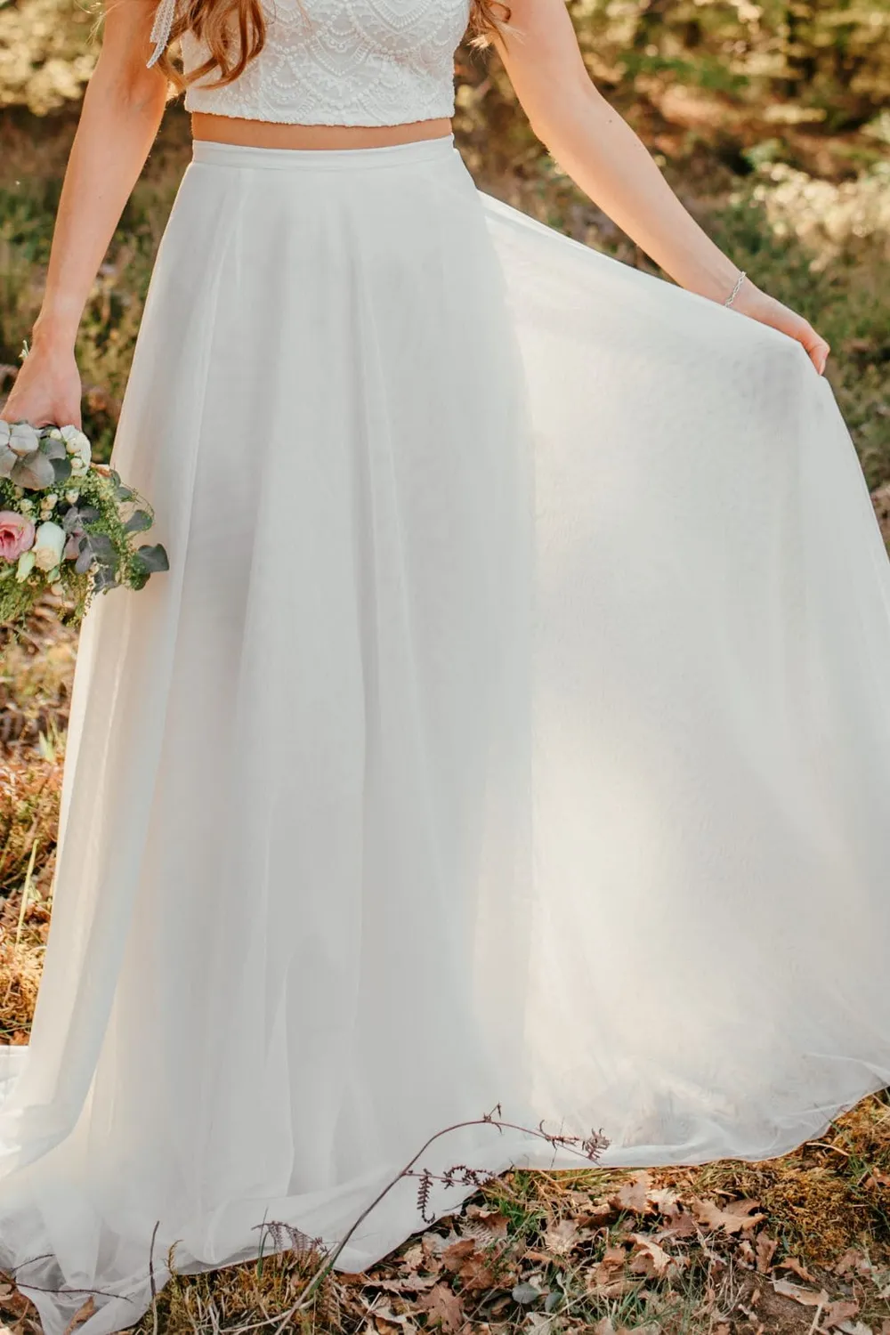 Sanna Lindström Uggla lang chiffon nederdel ivory
