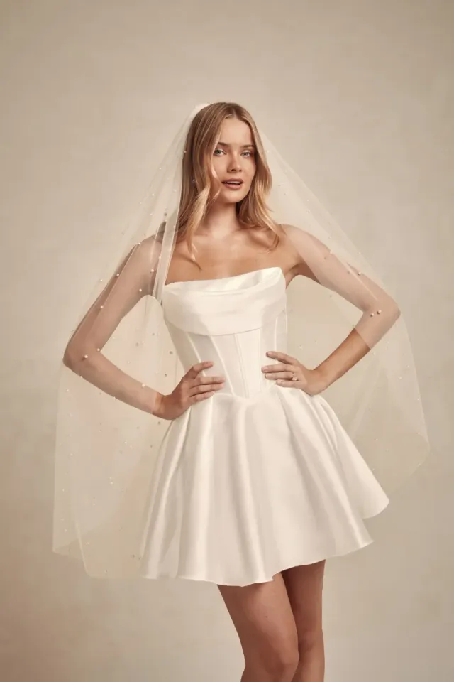 Made With Love Bridal Short Pearl Veil brudeslør ivory 1 stk.