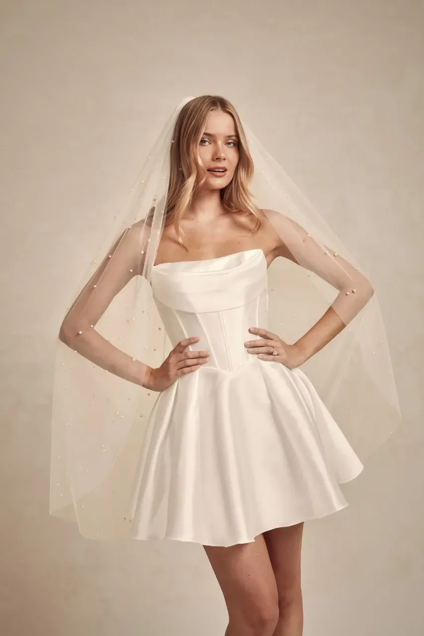 Made With Love Bridal Short Pearl Veil brudeslør ivory 1 stk.