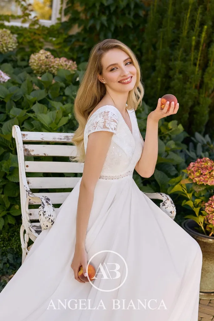 Angela Bianca ML1148 brudekjole ivory chiffon