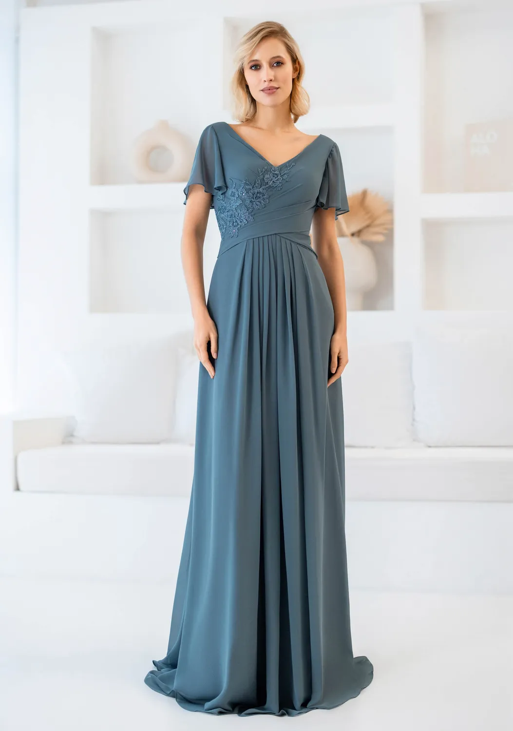 Princesa La Princessa CK5013 selskabskjole med korte ærmer