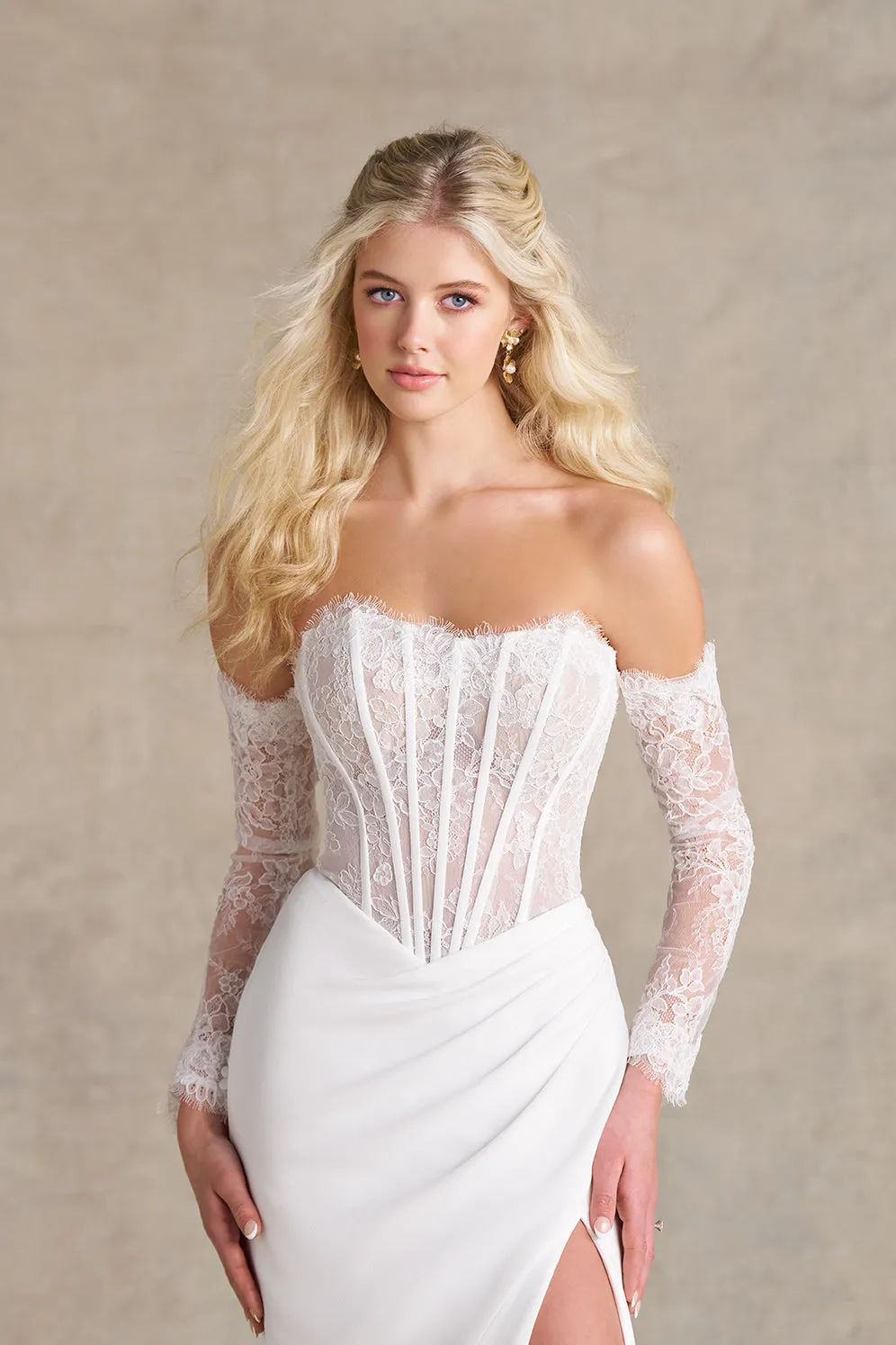 Allure Romance R3976 brudekjole Ivory blonder aftagelige ærmer