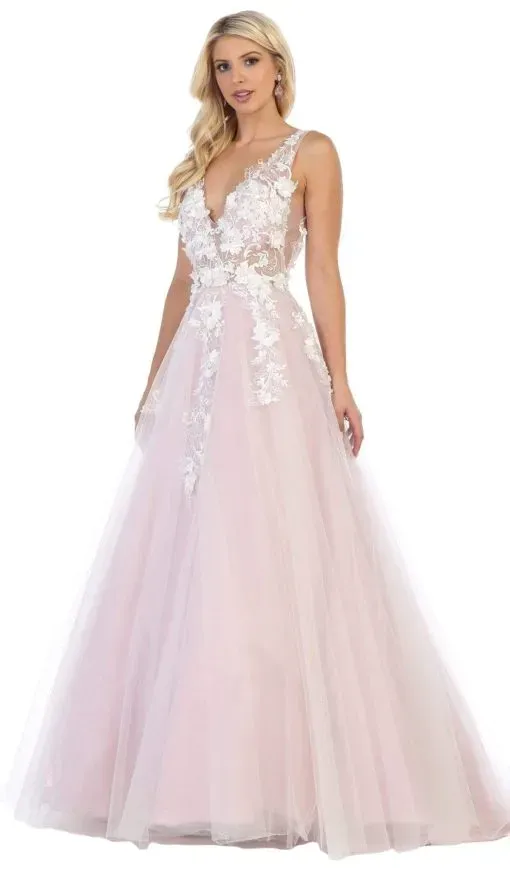 Princesa La Princessa Varenr. 7733 festkjole i tyl med 3D-blomster