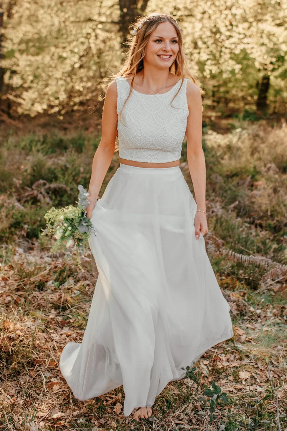 Sanna Lindström Uggla lang chiffon nederdel ivory