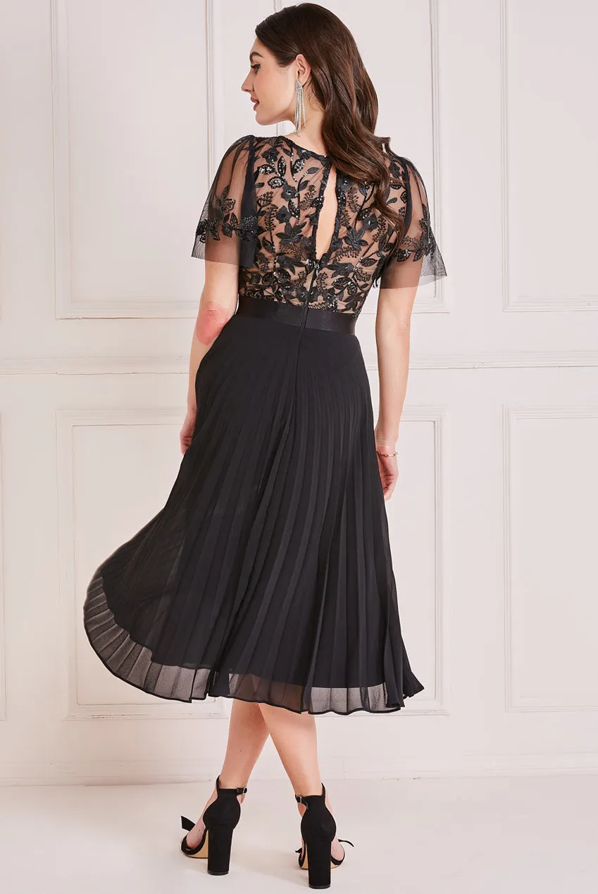Princesa La Princessa CG3802 midikjole navy plissé