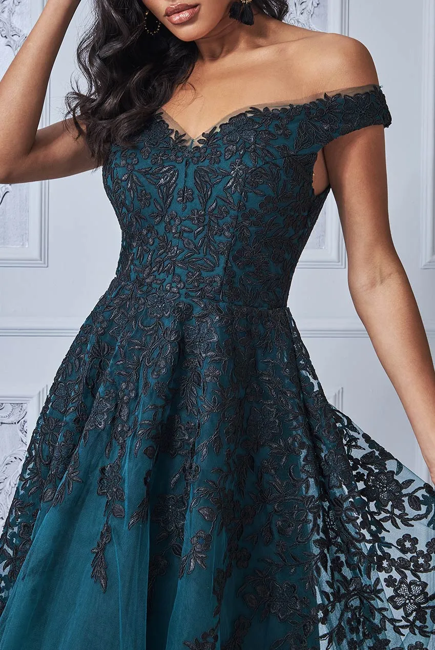 Princesa La Princessa CG3192 gallakjole emerald/wine tyl midi
