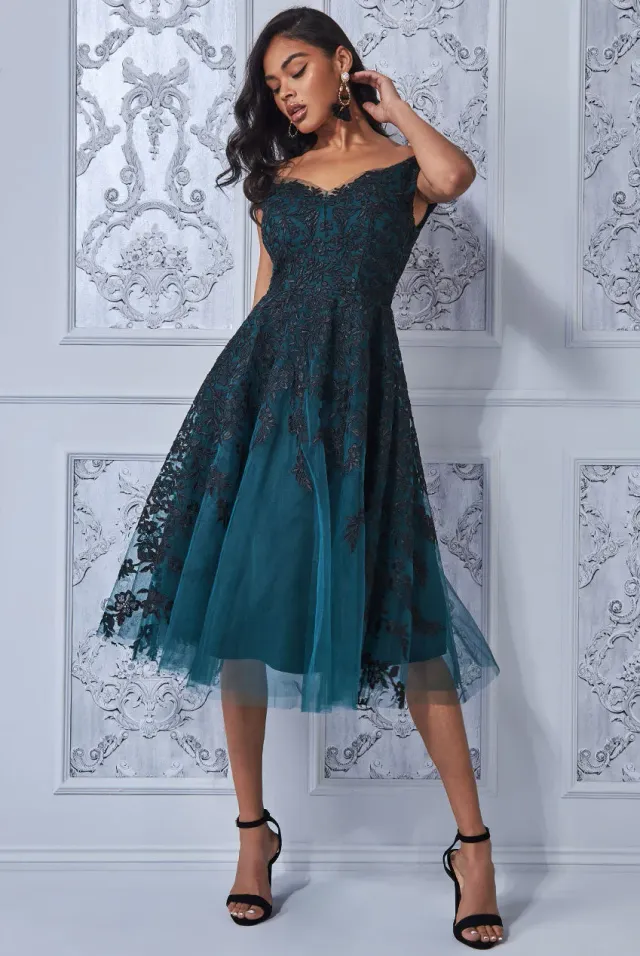Princesa La Princessa CG3192 gallakjole emerald/wine tyl midi
