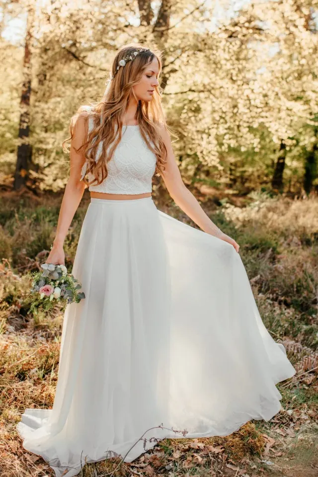 Sanna Lindström Uggla lang chiffon nederdel ivory