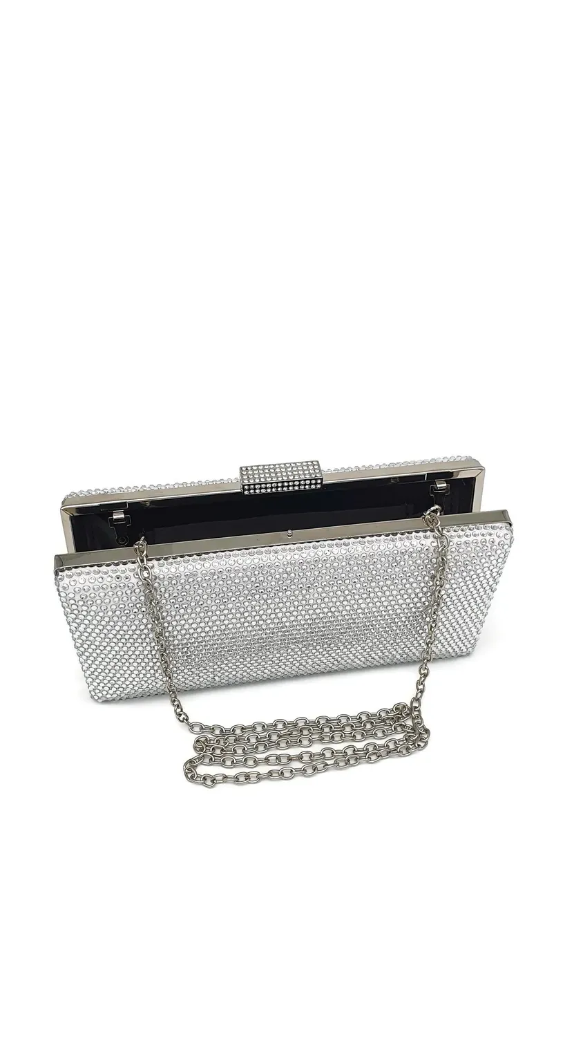 Princesa La Princessa EVB20104-silver clutch sølv med kæde