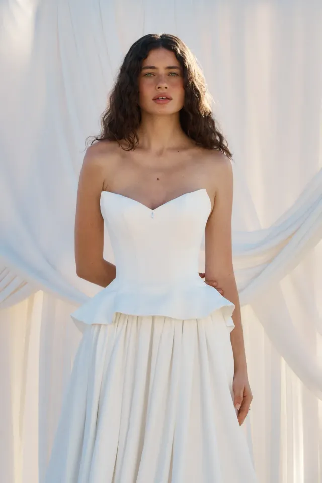 Made With Love Tanner brudetop peplum perle